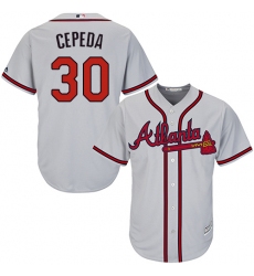 Youth Majestic Atlanta Braves #30 Orlando Cepeda Authentic Grey Road Cool Base MLB Jersey