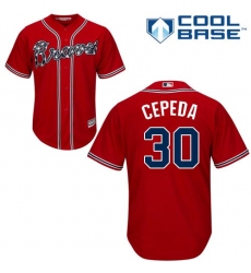 Youth Majestic Atlanta Braves #30 Orlando Cepeda Replica Red Alternate Cool Base MLB Jersey