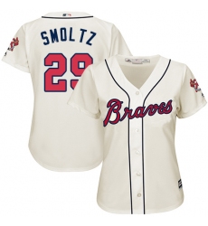 Women's Majestic Atlanta Braves #29 John Smoltz Authentic Cream Alternate 2 Cool Base MLB Jersey
