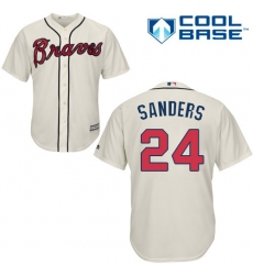 Youth Majestic Atlanta Braves #24 Deion Sanders Replica Cream Alternate 2 Cool Base MLB Jersey
