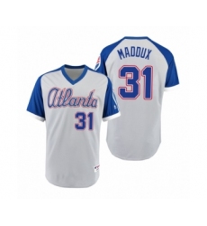 Men's Braves #31 Greg Maddux Gray Royal 1979 Turn Back the Clock Authentic Jersey