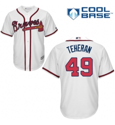 Men's Majestic Atlanta Braves #49 Julio Teheran Replica White Home Cool Base MLB Jersey