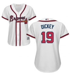 Women's Majestic Atlanta Braves #19 R.A. Dickey Authentic White Home Cool Base MLB Jersey