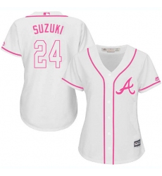 Women's Majestic Atlanta Braves #24 Kurt Suzuki Authentic White Fashion Cool Base MLB Jersey