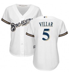 Women's Majestic Milwaukee Brewers #5 Jonathan Villar Replica White Home Cool Base MLB Jersey