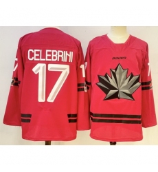 Men's Canada Hockey #17 Macklin Celebrini Red Stitched Jersey