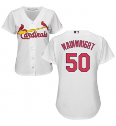 Women's Majestic St. Louis Cardinals #50 Adam Wainwright Replica White Home Cool Base MLB Jersey