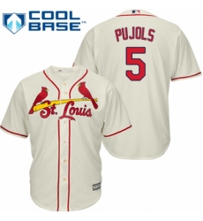 Men's Majestic St. Louis Cardinals #5 Albert Pujols Replica Cream Alternate Cool Base MLB Jersey