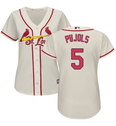 Women's Majestic St. Louis Cardinals #5 Albert Pujols Authentic Cream Alternate Cool Base MLB Jersey