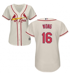 Women's Majestic St. Louis Cardinals #16 Kolten Wong Replica Cream Alternate Cool Base MLB Jersey