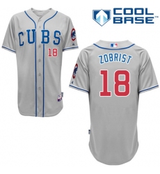 Men's Majestic Chicago Cubs #18 Ben Zobrist Authentic Grey Alternate Road Cool Base MLB Jersey
