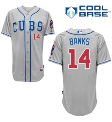 Men's Majestic Chicago Cubs #14 Ernie Banks Authentic Grey Alternate Road Cool Base MLB Jersey
