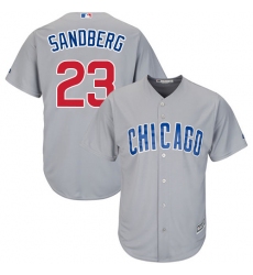Youth Majestic Chicago Cubs #23 Ryne Sandberg Authentic Grey Road Cool Base MLB Jersey