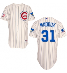 Men's Majestic Chicago Cubs #31 Greg Maddux Authentic Cream 1969 Turn Back The Clock MLB Jersey