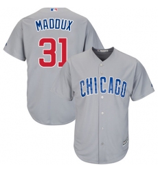 Youth Majestic Chicago Cubs #31 Greg Maddux Authentic Grey Road Cool Base MLB Jersey