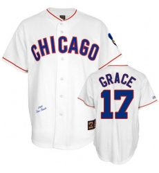 Men's Mitchell and Ness Chicago Cubs #17 Mark Grace Authentic White 1988 Throwback MLB Jersey