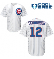 Youth Majestic Chicago Cubs #12 Kyle Schwarber Authentic White Home Cool Base MLB Jersey