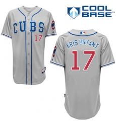 Men's Majestic Chicago Cubs #17 Kris Bryant Authentic Grey Alternate Road Cool Base MLB Jersey