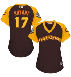 Women's Majestic Chicago Cubs #17 Kris Bryant Authentic Brown 2016 All-Star National League BP Cool Base MLB Jersey