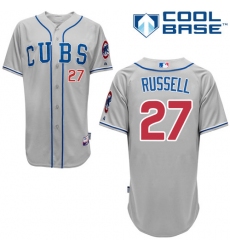 Men's Majestic Chicago Cubs #27 Addison Russell Authentic Grey Alternate Road Cool Base MLB Jersey