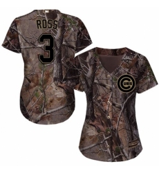 Women's Majestic Chicago Cubs #3 David Ross Authentic Camo Realtree Collection Flex Base MLB Jersey