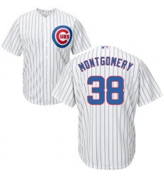 Youth Majestic Chicago Cubs #38 Mike Montgomery Authentic White Home Cool Base MLB Jersey
