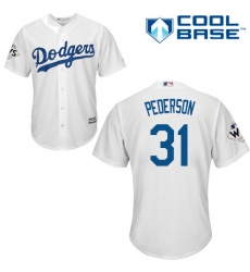 Youth Majestic Los Angeles Dodgers #31 Joc Pederson Replica White Home 2017 World Series Bound Cool Base MLB Jersey