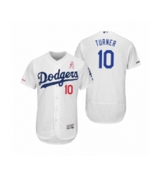 Men's Justin Turner Los Angeles Dodgers #10 White 2019 Mothers Day Flex Base Home Jersey