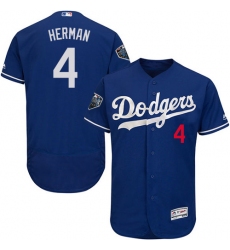 Men's Majestic Los Angeles Dodgers #4 Babe Herman Royal Blue Flexbase Authentic Collection 2018 World Series MLB Jersey