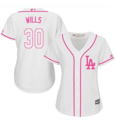 Women's Majestic Los Angeles Dodgers #30 Maury Wills Replica White Fashion Cool Base MLB Jersey