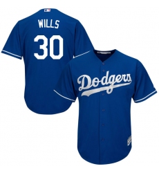 Youth Majestic Los Angeles Dodgers #30 Maury Wills Authentic Royal Blue Alternate Cool Base MLB Jersey