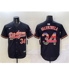 Men's Los Angeles Dodgers #34 Fernando Valenzuela Black Mexico Limited Stitched Baseball Jersey