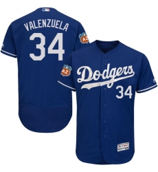 Men's Majestic Los Angeles Dodgers #34 Fernando Valenzuela Royal Blue Flexbase Authentic Collection MLB Jersey