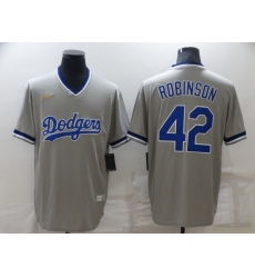 Men's Nike Los Angeles Dodgers #42 Jackie Robinson Gray Throwback Jersey