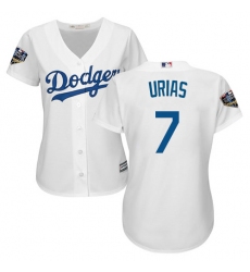 Women's Majestic Los Angeles Dodgers #7 Julio Urias Authentic White Home Cool Base 2018 World Series MLB Jersey