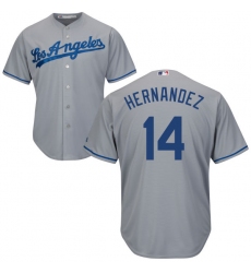 Men's Majestic Los Angeles Dodgers #14 Enrique Hernandez Replica Grey Road Cool Base MLB Jersey