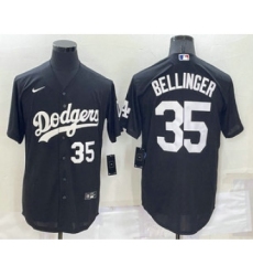Men's Los Angeles Dodgers #35 Cody Bellinger Number Black Turn Back The Clock Stitched Cool Base Jersey