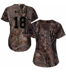 Women's Majestic Los Angeles Dodgers #18 Kenta Maeda Authentic Camo Realtree Collection Flex Base MLB Jersey
