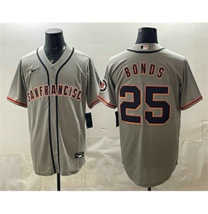 Men's San Francisco Giants #25 Barry Bonds Gray Cool Base Jersey