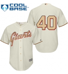 Men's Majestic San Francisco Giants #40 Madison Bumgarner Authentic Cream Commemorative Cool Base MLB Jersey