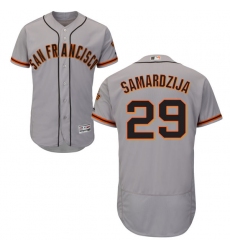 Men's Majestic San Francisco Giants #29 Jeff Samardzija Grey Road Flex Base Authentic Collection MLB Jersey