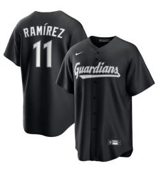 Men's Cleveland Guardians #11 José Ramírez Black Lights Out Limited Stitched Baseball Jersey