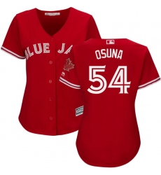 Women's Majestic Toronto Blue Jays #54 Roberto Osuna Authentic Scarlet Alternate MLB Jersey