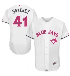 Men's Majestic Toronto Blue Jays #41 Aaron Sanchez Authentic White 2016 Mother's Day Fashion Flex Base MLB Jersey