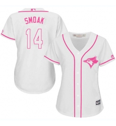 Women's Majestic Toronto Blue Jays #14 Justin Smoak Authentic White Fashion Cool Base MLB Jersey