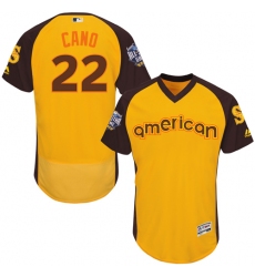 Men's Majestic Seattle Mariners #22 Robinson Cano Yellow 2016 All-Star American League BP Authentic Collection Flex Base MLB Jersey