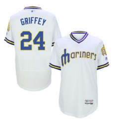 Men's Majestic Seattle Mariners #24 Ken Griffey White Flexbase Authentic Collection Cooperstown MLB Jersey