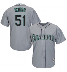 Men's Majestic Seattle Mariners #51 Ichiro Suzuki Replica Grey Road Cool Base MLB Jersey