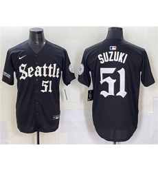 Men's Seattle Mariners #51 Ichiro Suzuki Black 'Deep Sea Gothic Edition' Vapor Premier Limited Stitched Baseball Jersey