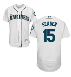 Men's Majestic Seattle Mariners #15 Kyle Seager White Home Flex Base Authentic Collection MLB Jersey